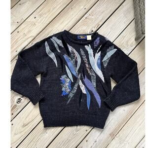 20ANS By Mariea Kim Women's Vintage Black Beaded Sweater Size M 80's Era